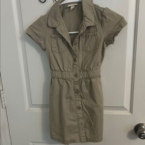 Cat & Jack Tan Notched Collar Cuffed Sleeve Dress